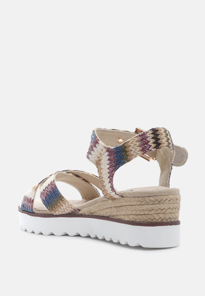 carol color raffia wedges platform#color_multi