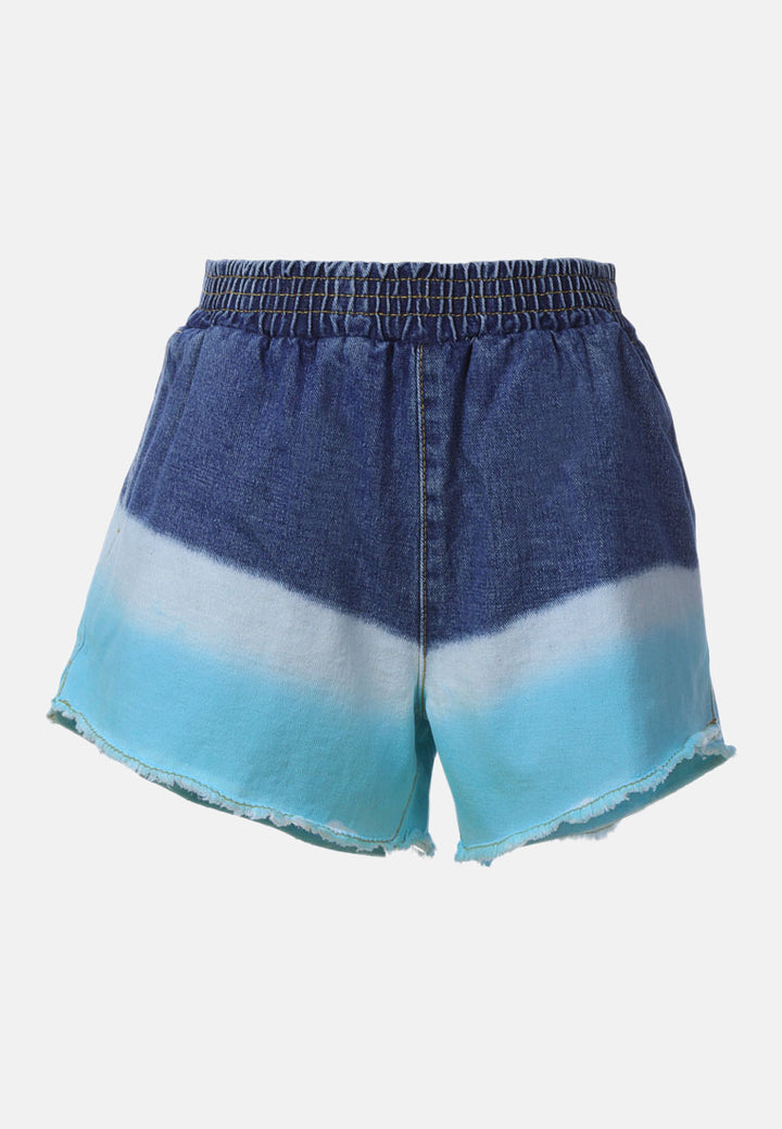 aqua tie dye denim shorts#color_denim