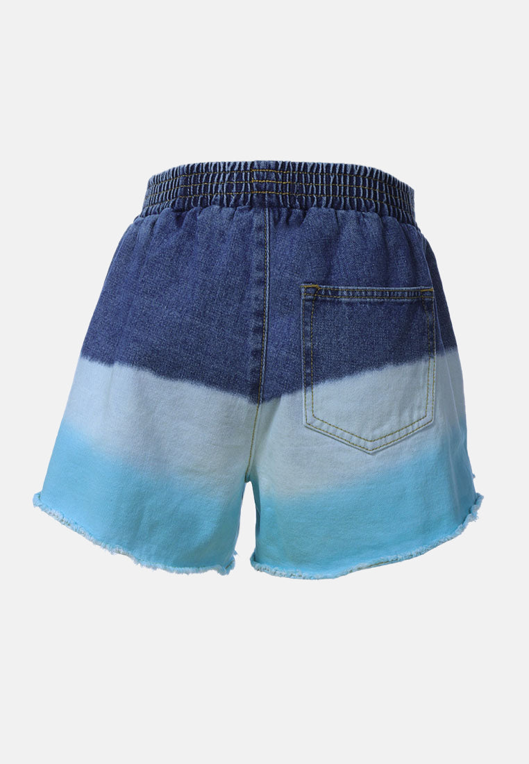 aqua tie dye denim shorts#color_denim