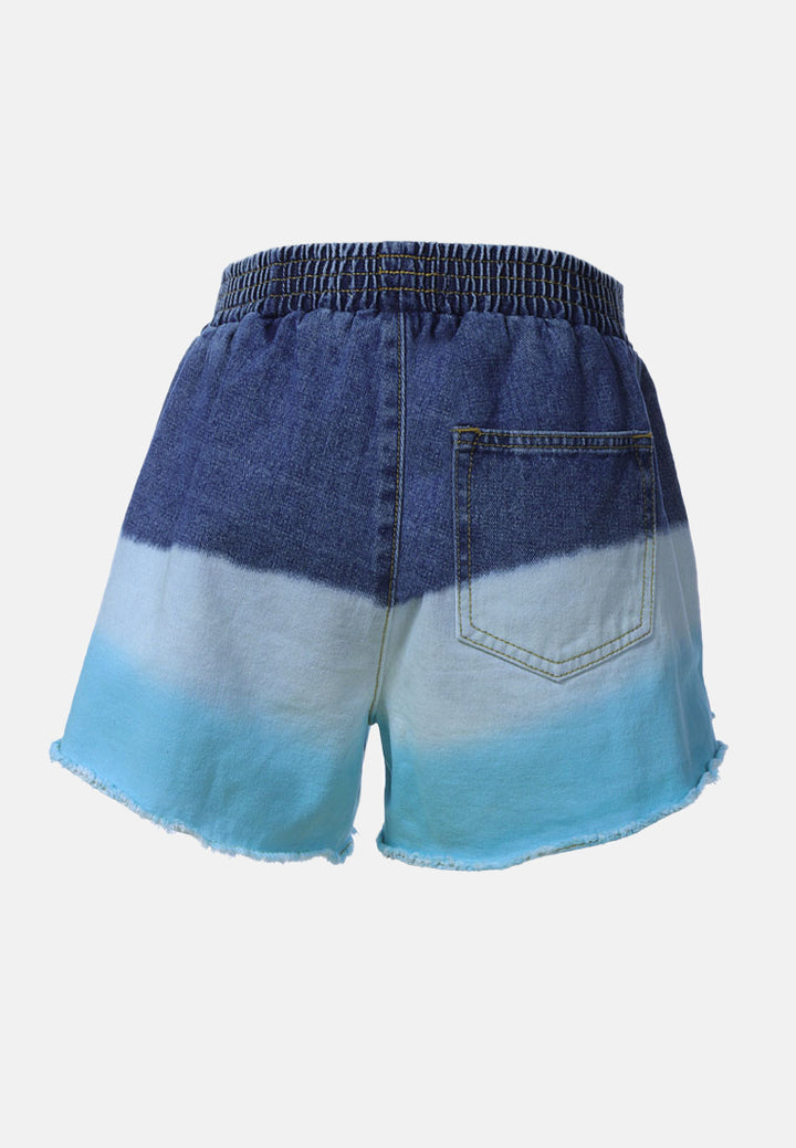 aqua tie dye denim shorts#color_denim