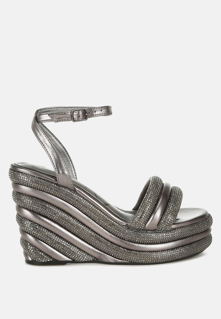 rhinestone studded wedge sandals by ruw#color_pewter