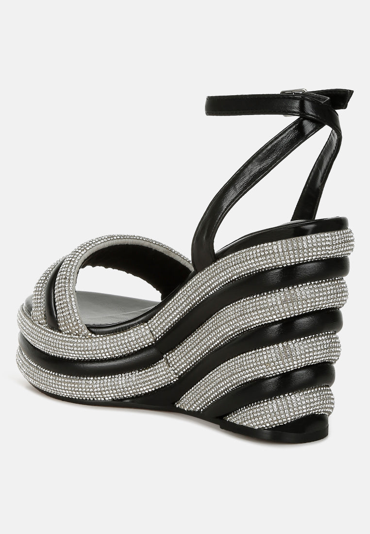 rhinestone studded wedge sandals by ruw#color_black