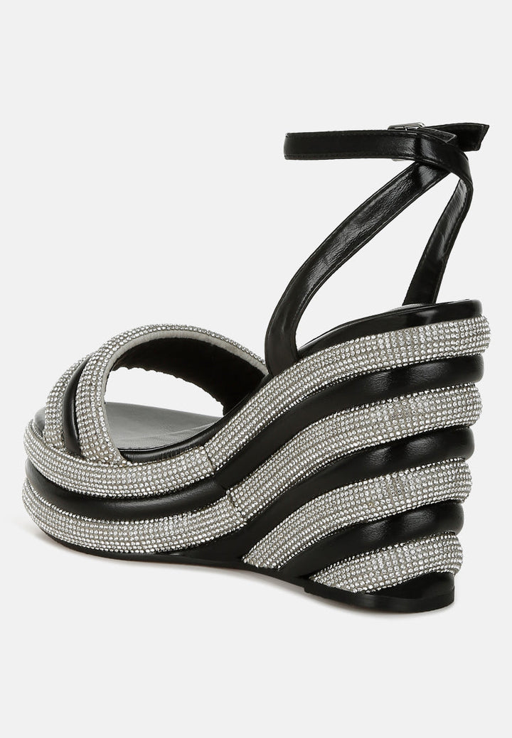 rhinestone studded wedge sandals by ruw#color_black