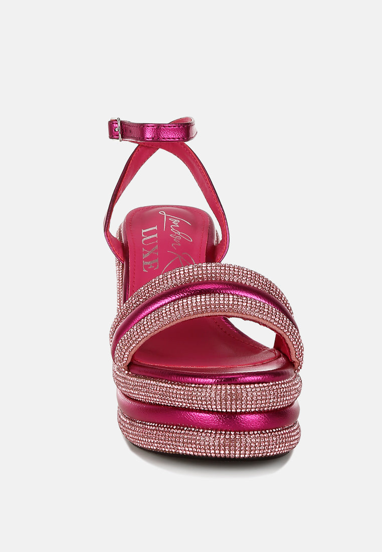 rhinestone studded wedge sandals by ruw#color_fuchsia