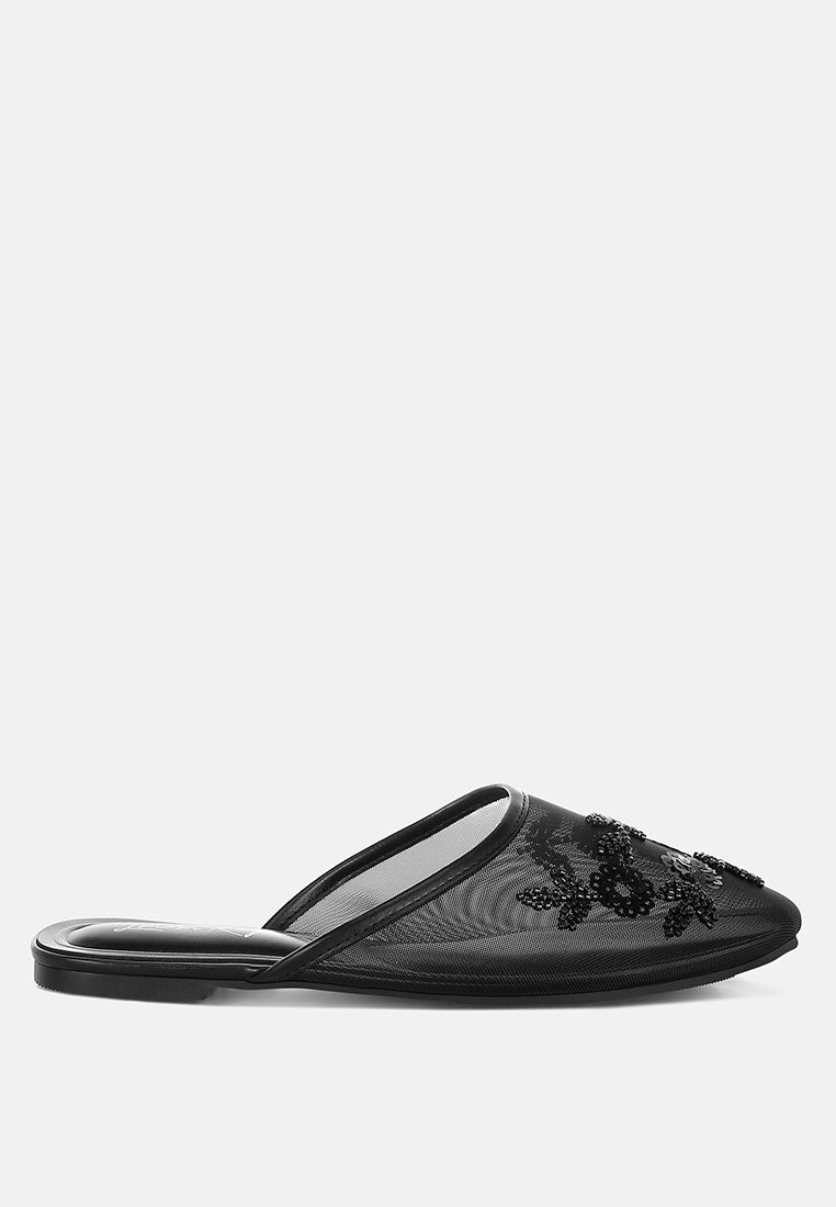 nahra mesh sequin beaded mules#color_black