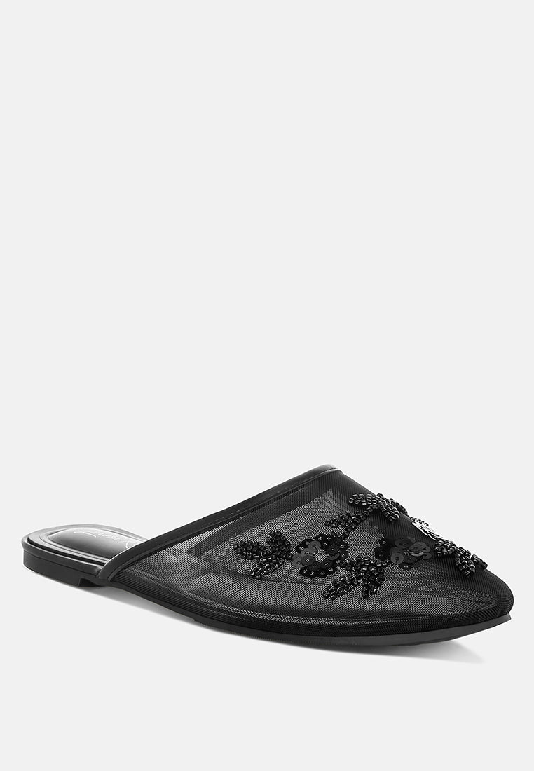 nahra mesh sequin beaded mules#color_black
