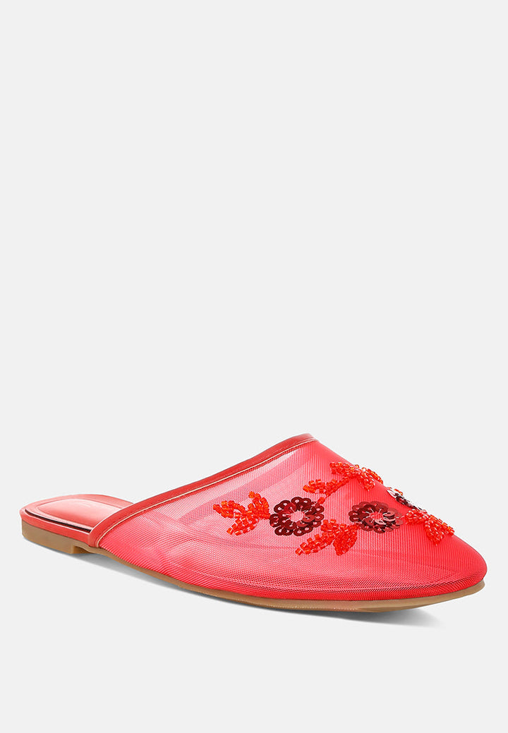 nahra mesh sequin beaded mules#color_red
