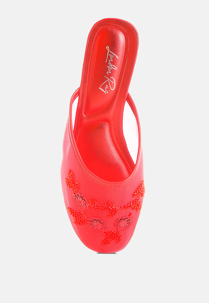 nahra mesh sequin beaded mules#color_red