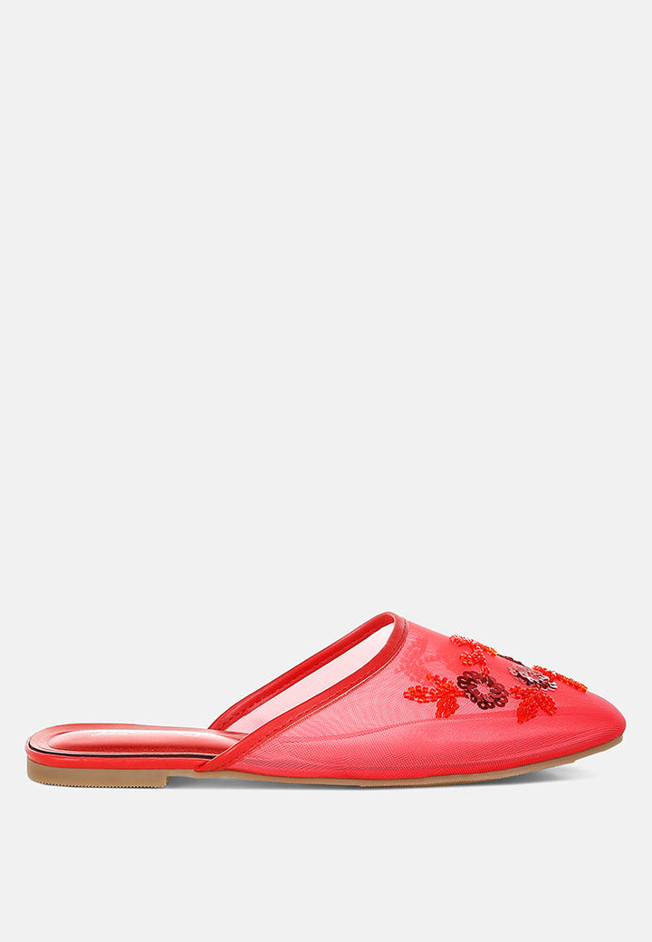 nahra mesh sequin beaded mules#color_red