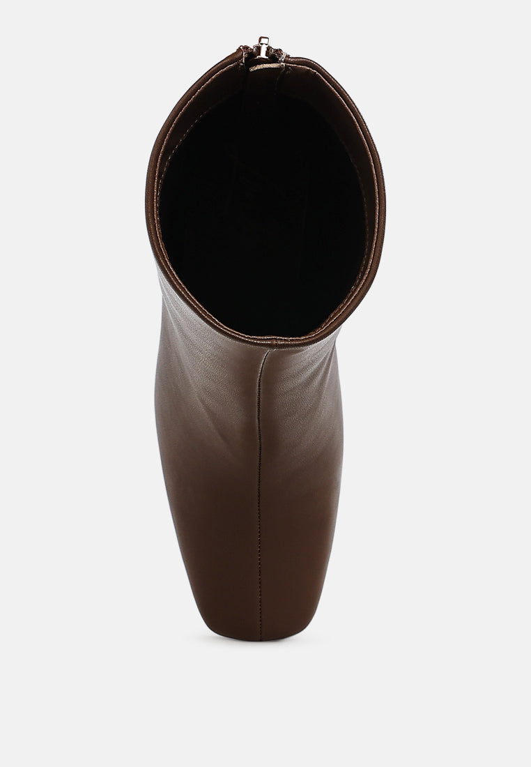 faux leather square toe ankle boots by ruw#color_brown