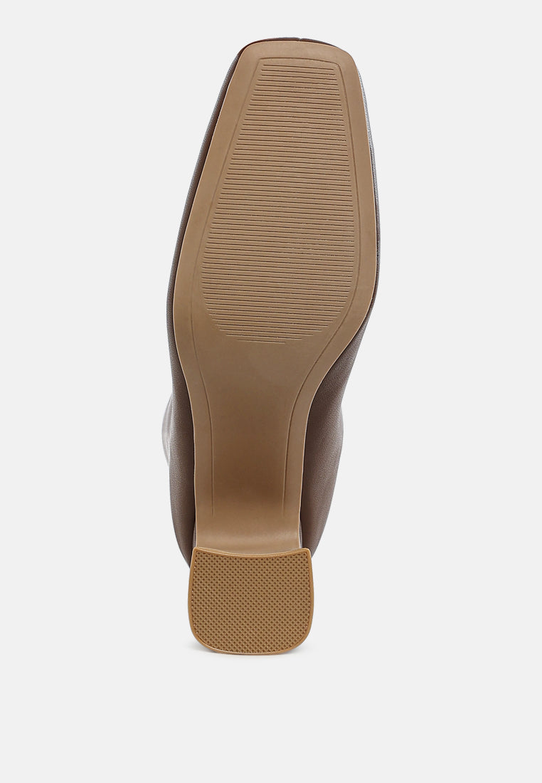 faux leather square toe ankle boots by ruw#color_brown