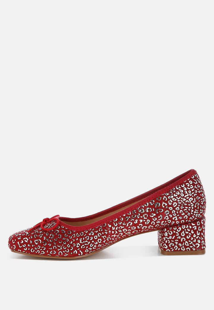 leopard print block heel ballerinas by ruw#color_dark red 