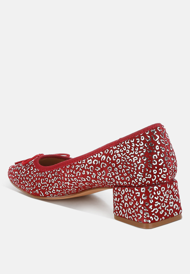 leopard print block heel ballerinas by ruw#color_dark red 