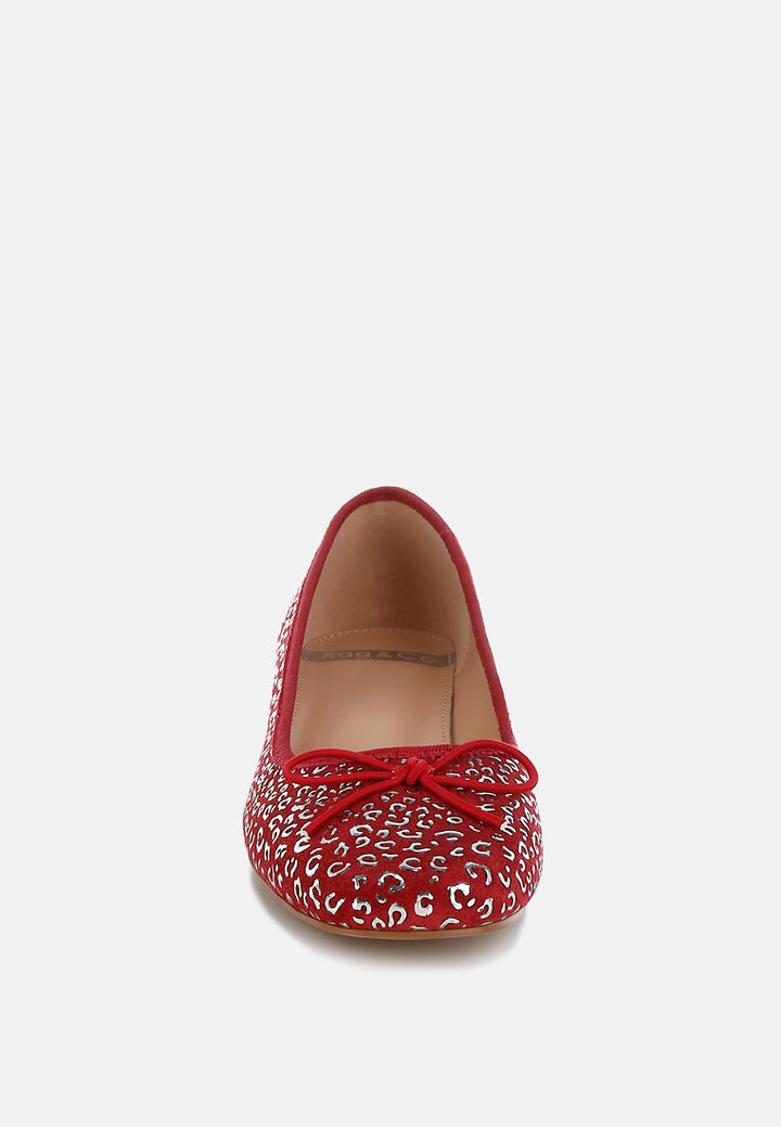 leopard print block heel ballerinas by ruw#color_dark red 