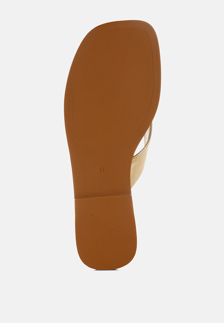 nitty square toe flats#color_gold-metallic