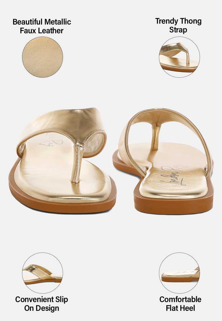 nitty square toe flats#color_gold-metallic