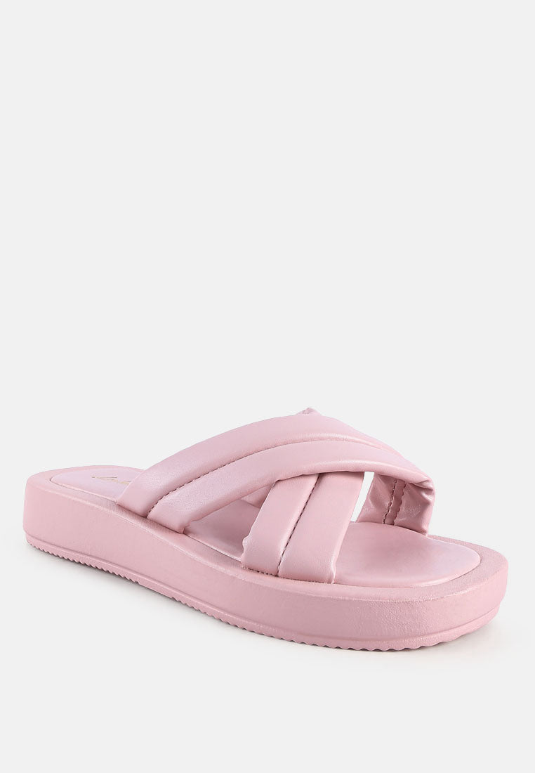 glacee ruched strap slider sandals#color_pink