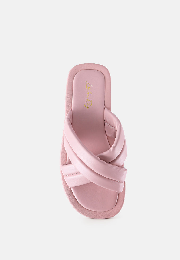 glacee ruched strap slider sandals#color_pink