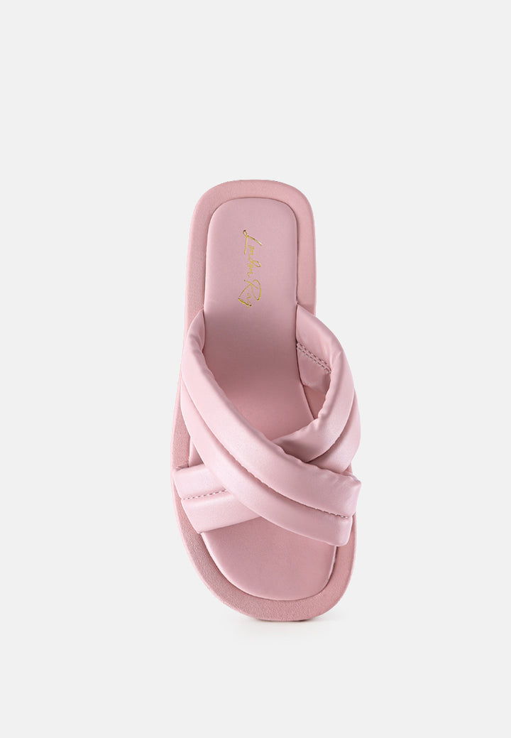 glacee ruched strap slider sandals#color_pink