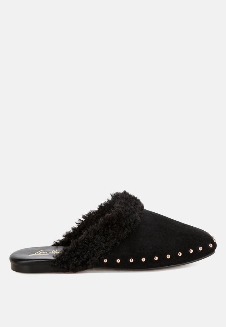 obsidian studded soft slip-on mules#color_black