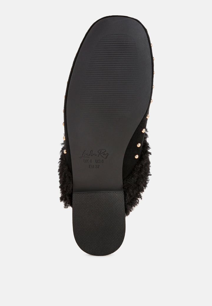 obsidian studded soft slip-on mules#color_black