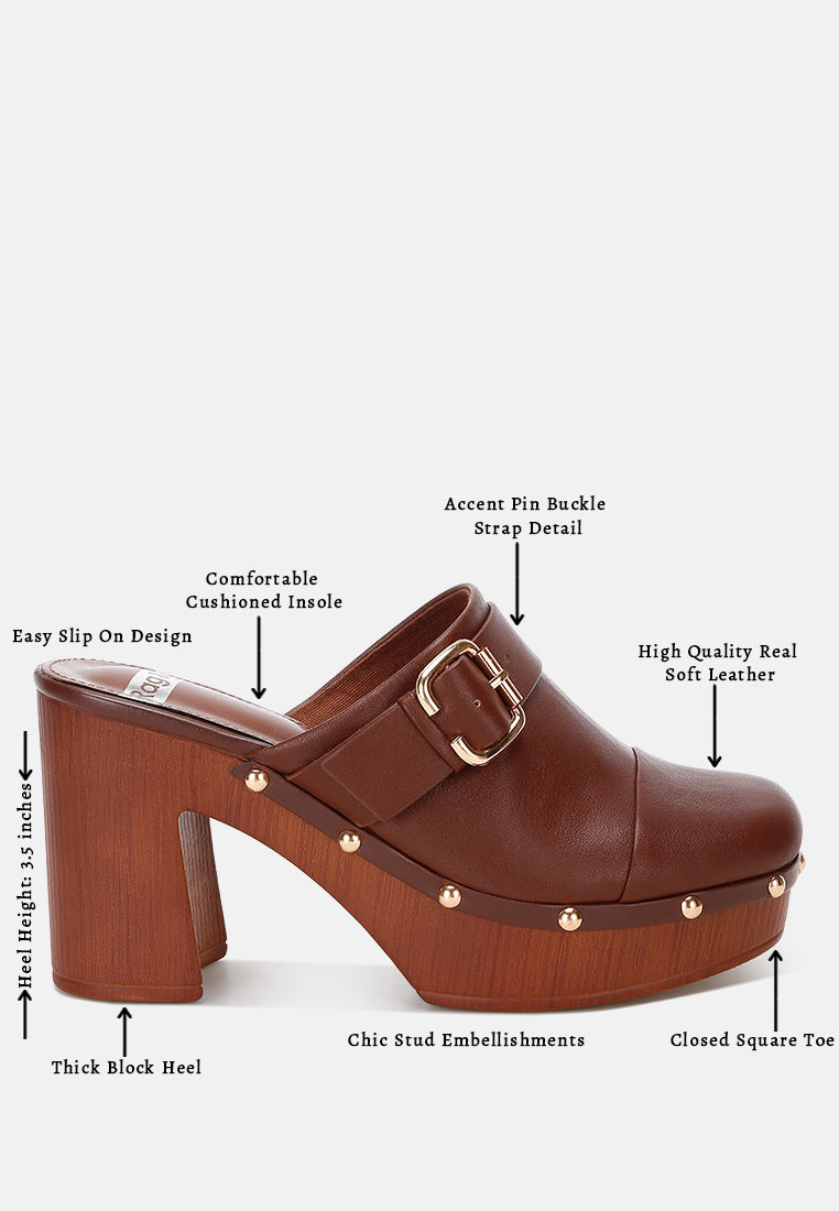 Octave Closed Square Toe Heel Mules#color_brown