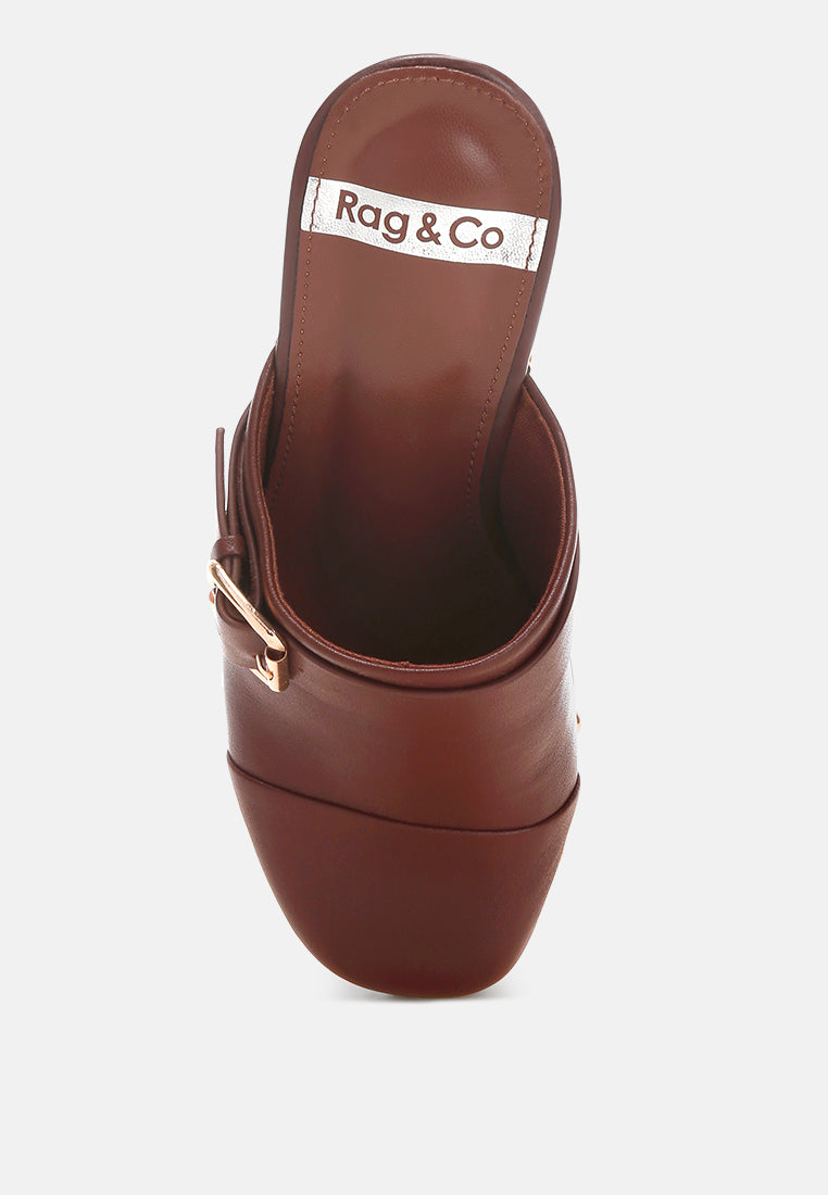 Octave Closed Square Toe Heel Mules#color_brown