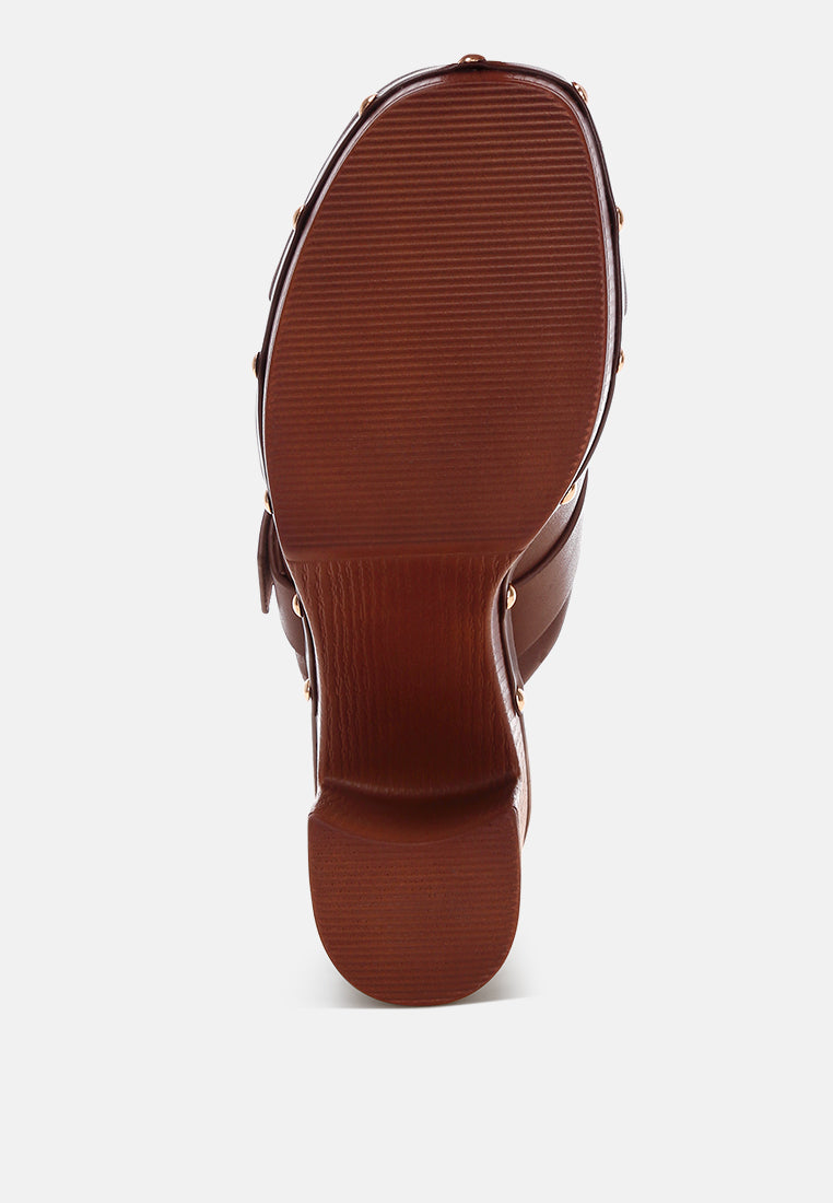 Octave Closed Square Toe Heel Mules#color_brown
