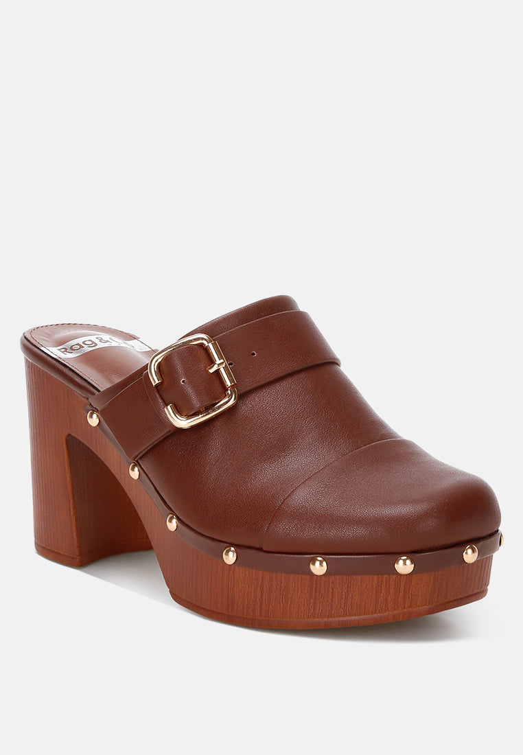Octave Closed Square Toe Heel Mules#color_brown