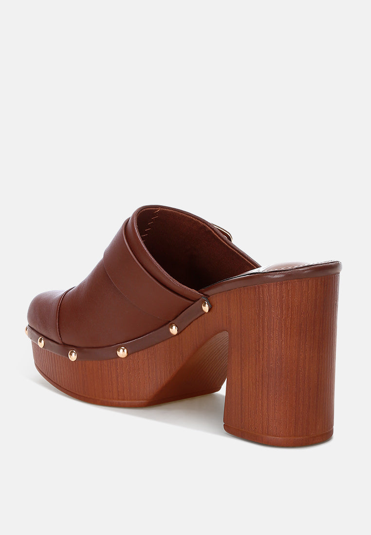 Octave Closed Square Toe Heel Mules#color_brown