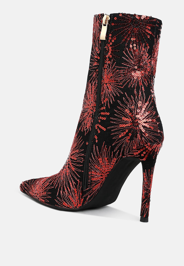 sequin embellished stiletto boots by ruw#color_red