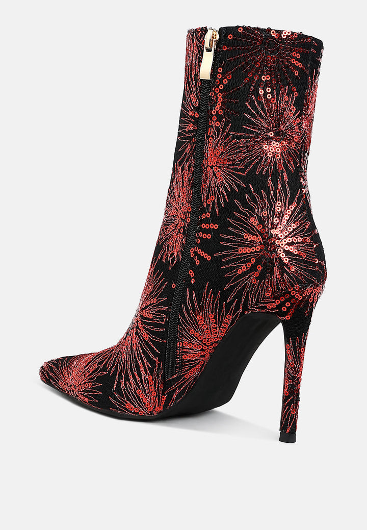 sequin embellished stiletto boots by ruw#color_red