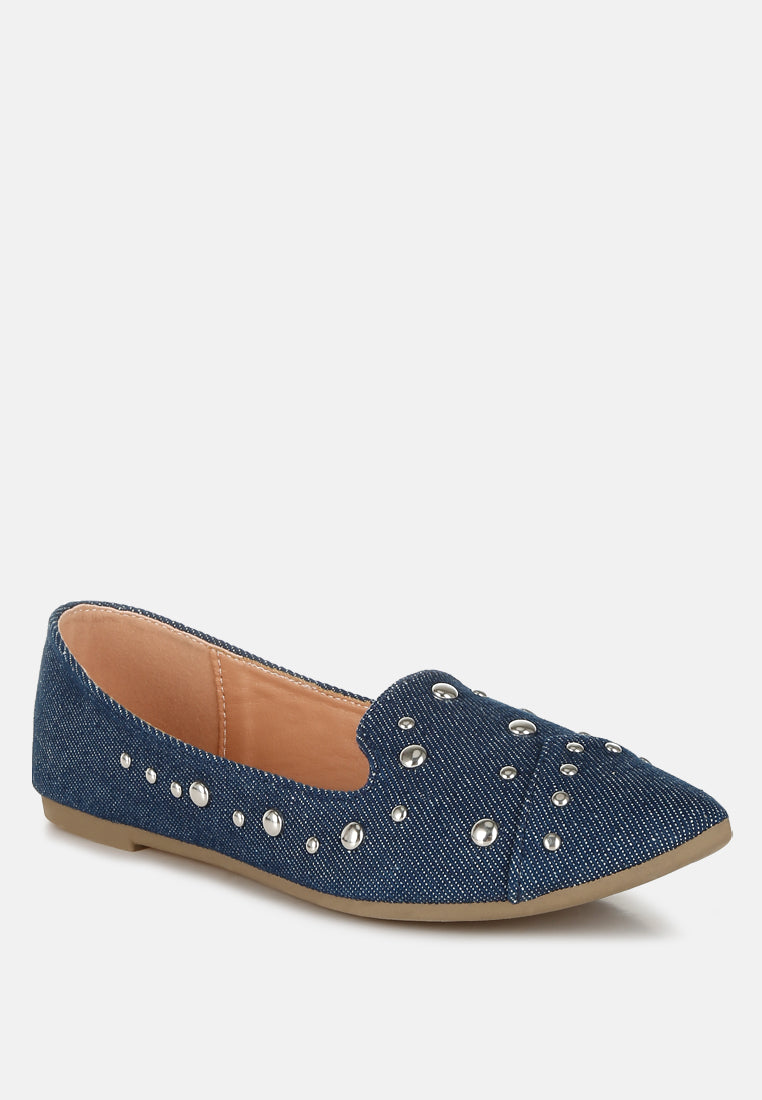 stud embellished ballet flats by ruw#color_denim