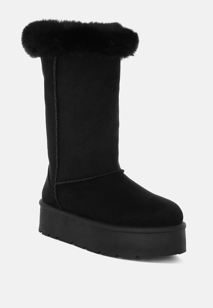 olonya fur collar anti-skid snow boots#color_black
