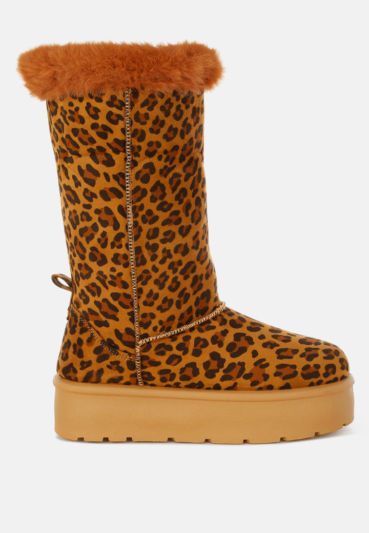 olonya fur collar anti-skid snow boots#color_leopard