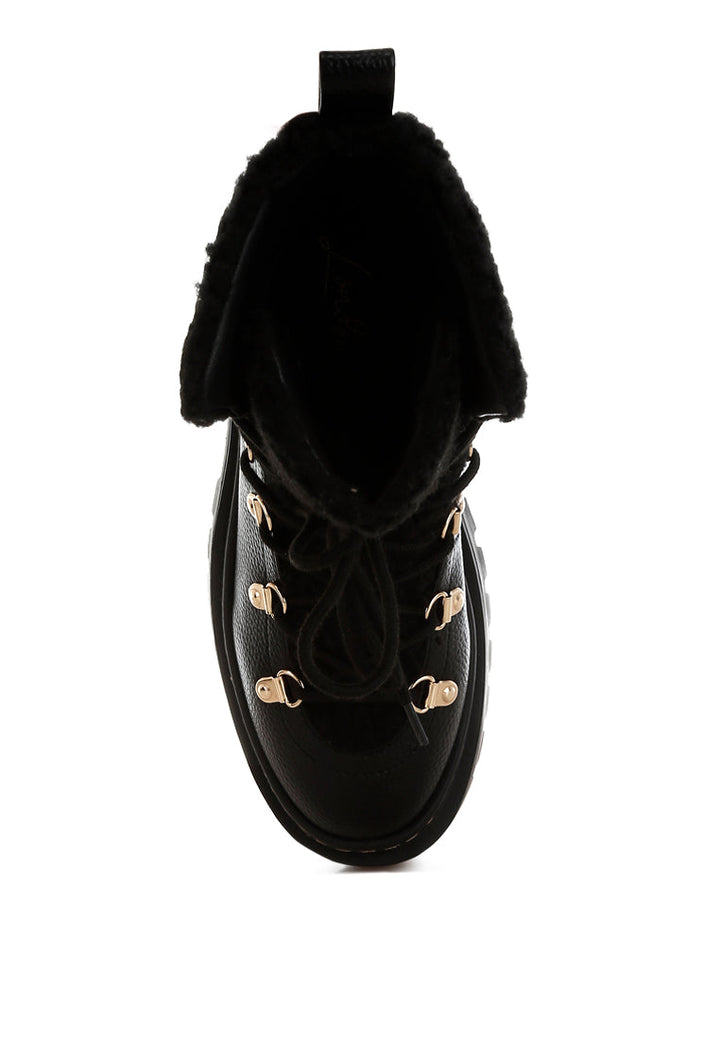 fleece & faux leather boots by ruw#color_black