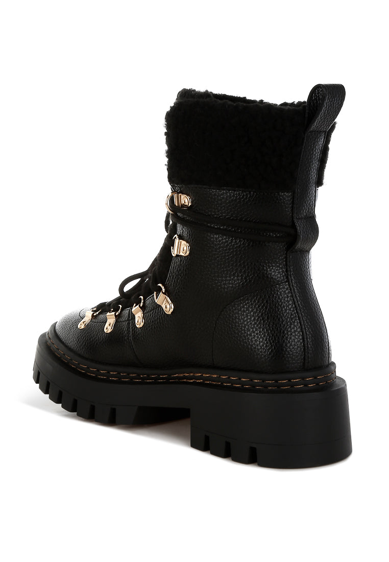 fleece & faux leather boots by ruw#color_black