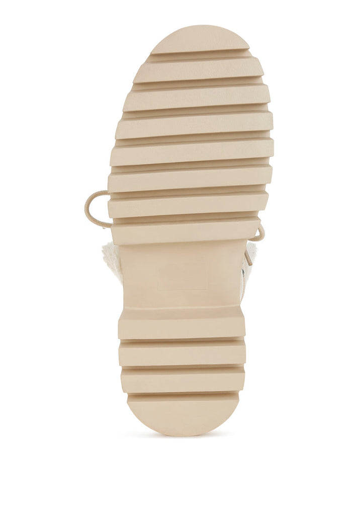 fleece & faux leather boots by ruw#color_off-white