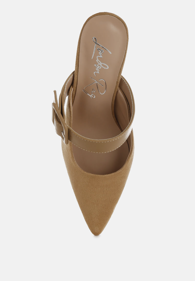 microfiber pointy slip-on mules by ruw#color_beige