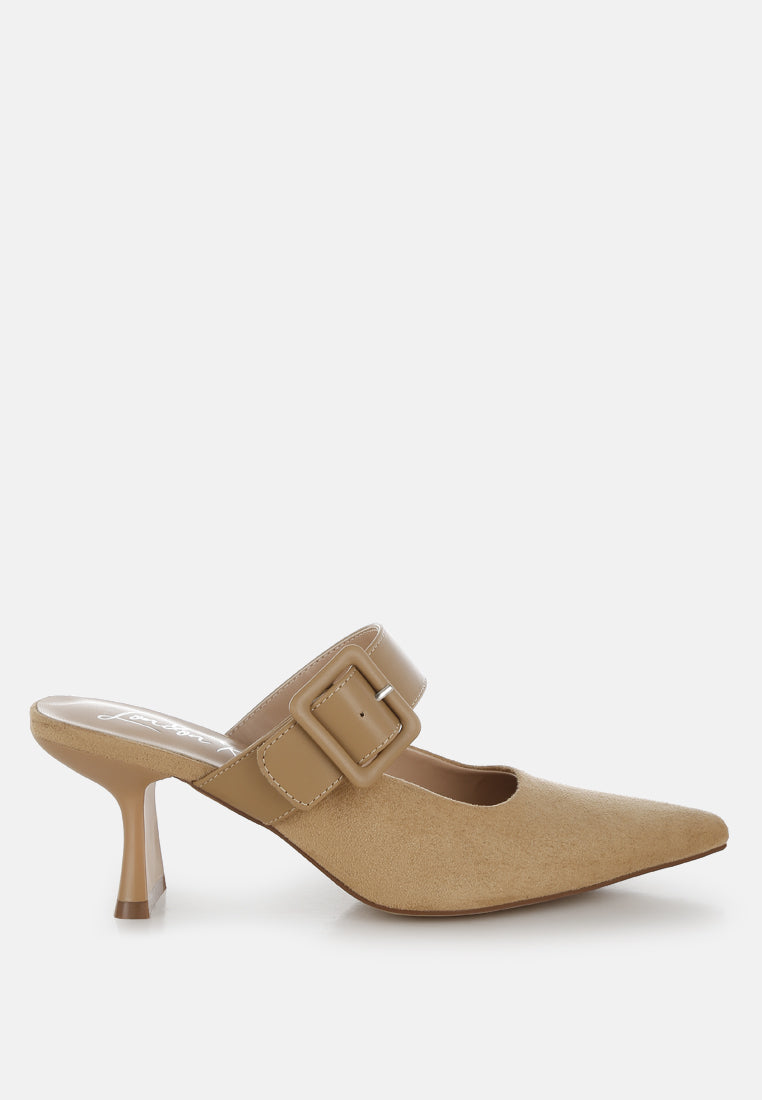 microfiber pointy slip-on mules by ruw#color_beige