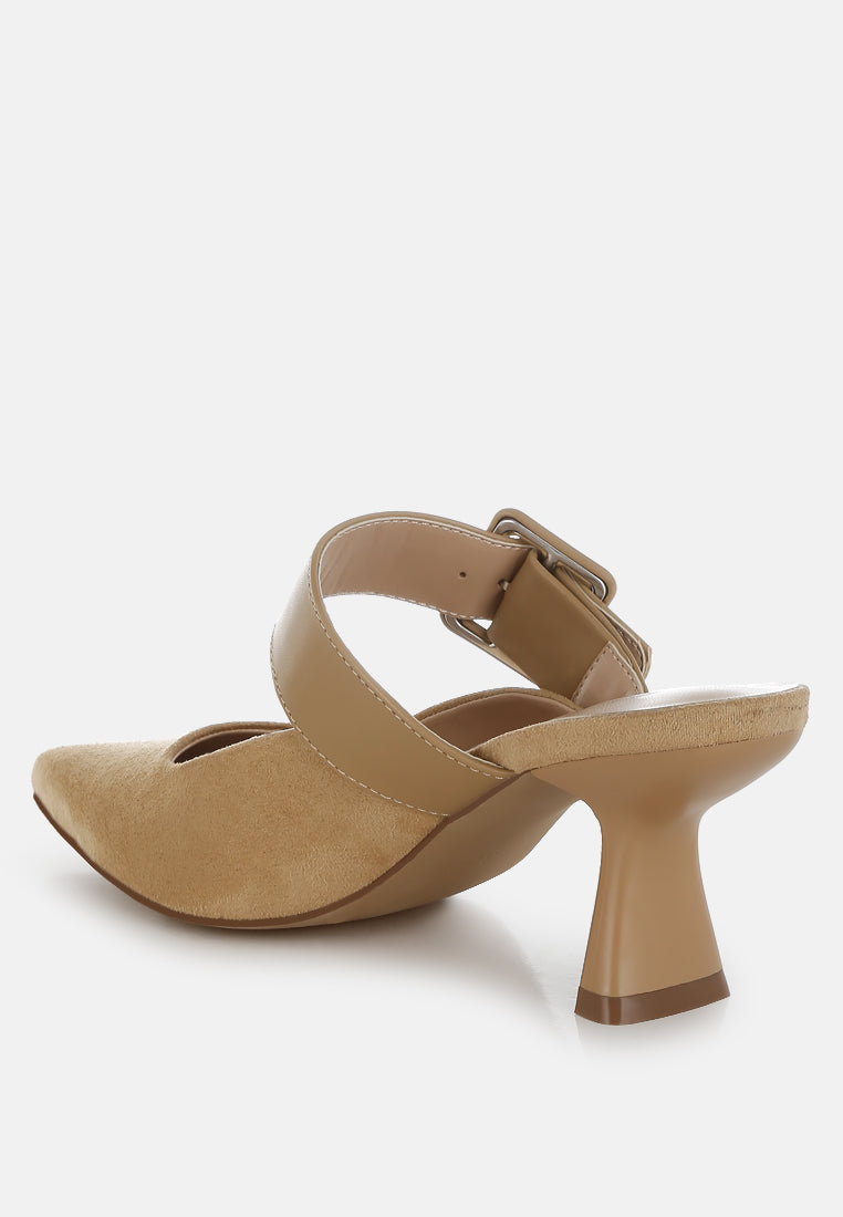 microfiber pointy slip-on mules by ruw#color_beige