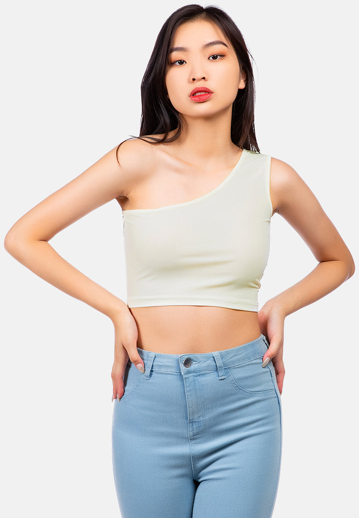 one shoulder knitted crop top#color_apricot