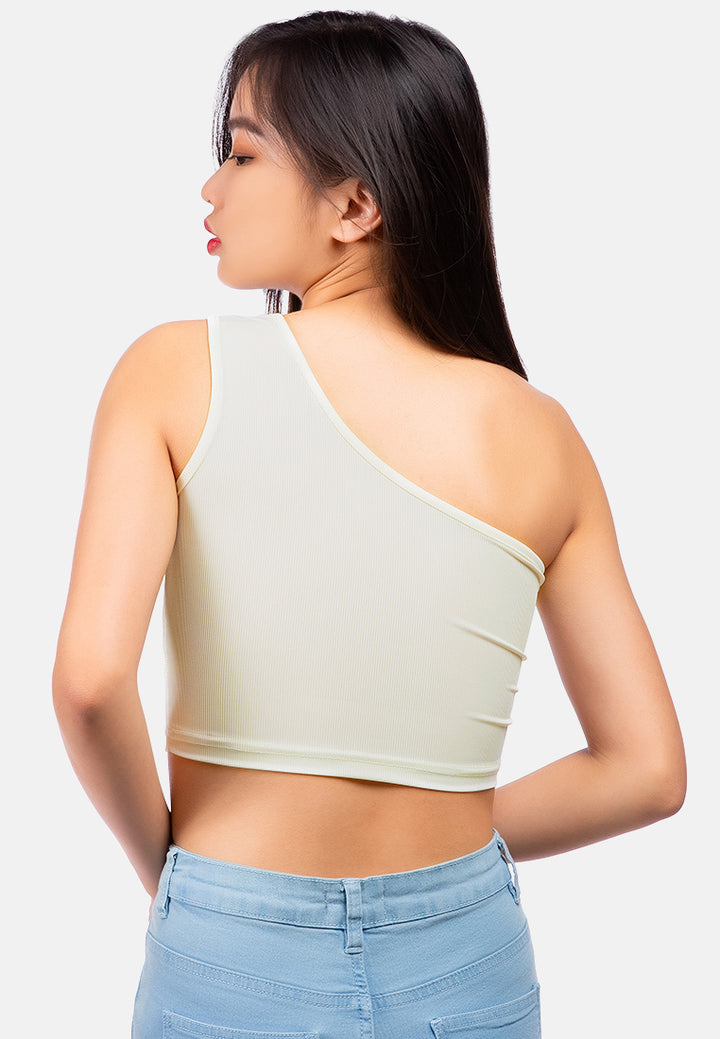 one shoulder knitted crop top#color_apricot