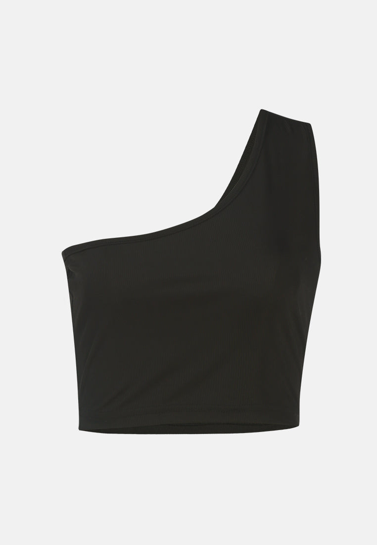 one shoulder knitted crop top by ruw#color_black