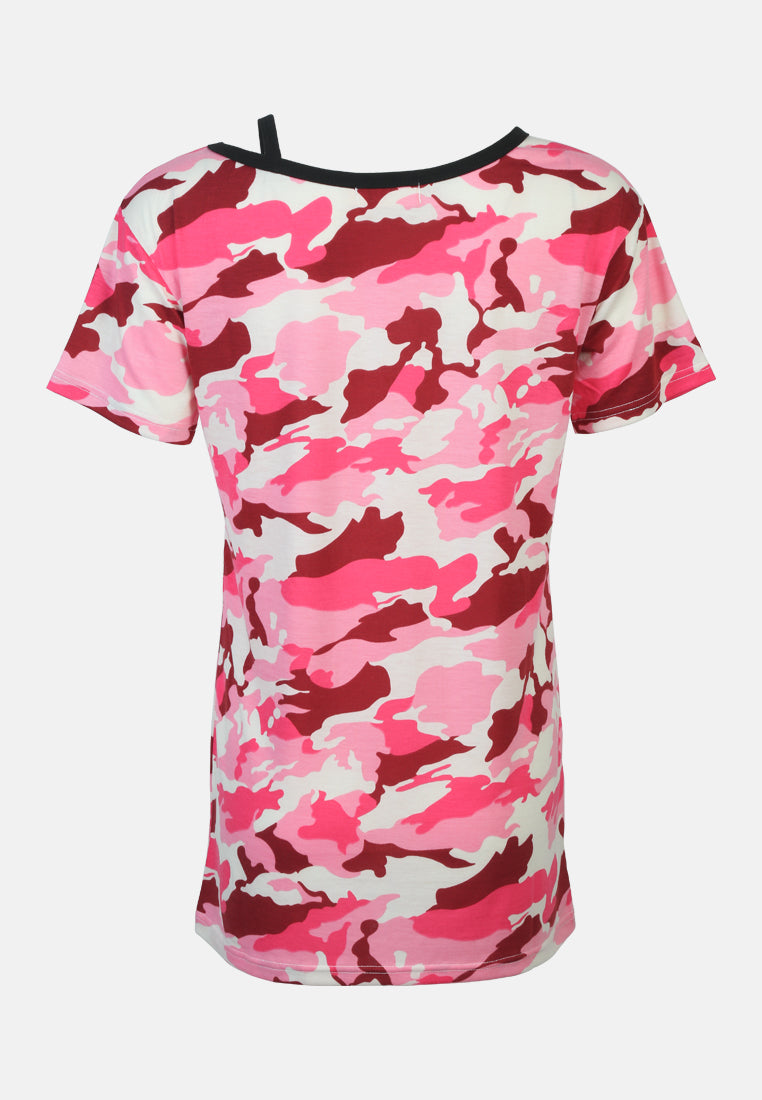one strap top#color_pink-camouflage