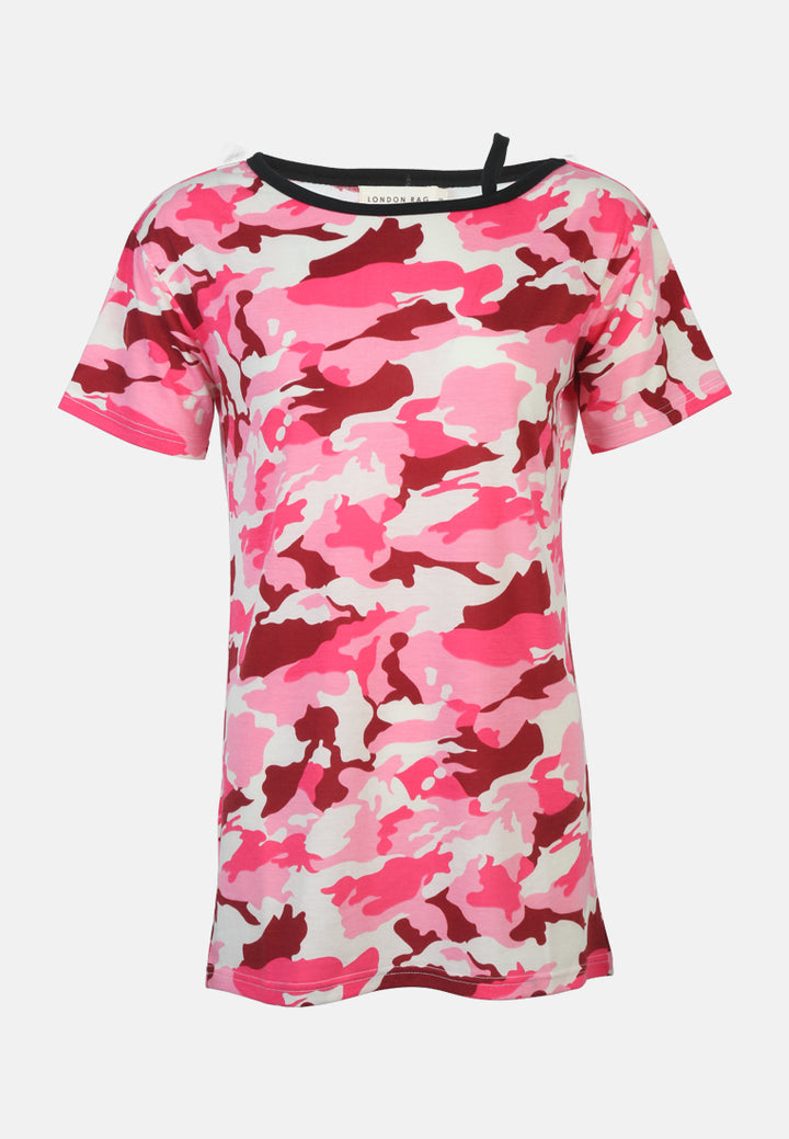 one strap top#color_pink-camouflage