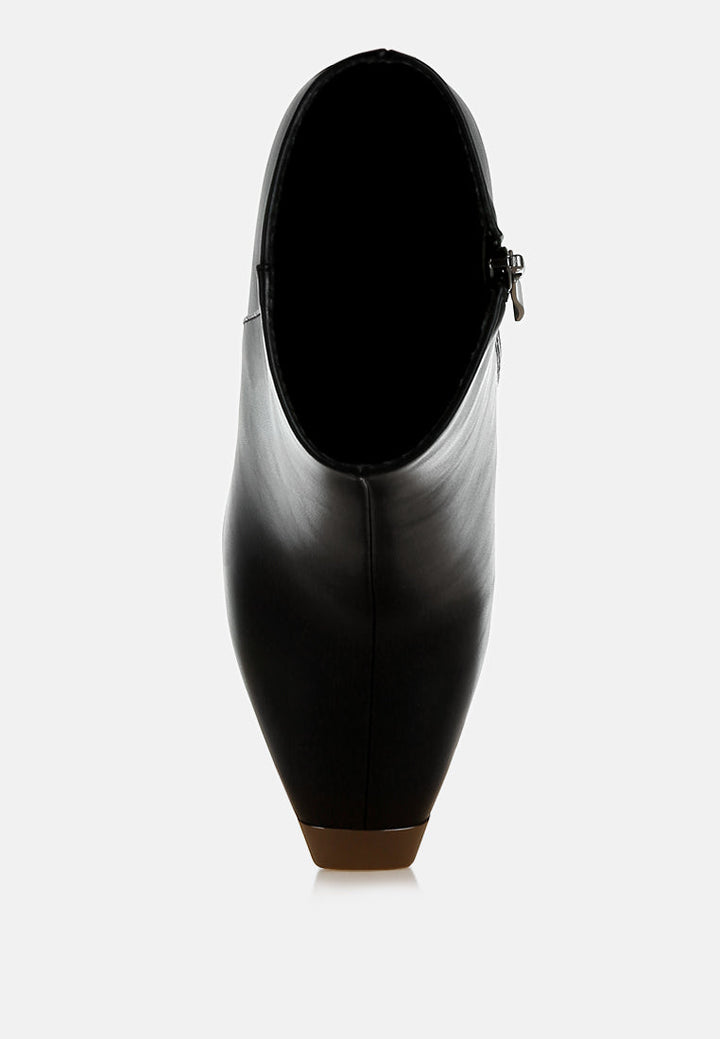 metallic cap toe faux leather boots by ruw#color_black