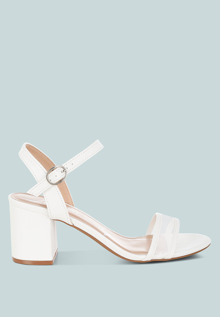mesh pin buckle block heels by mode#color_white