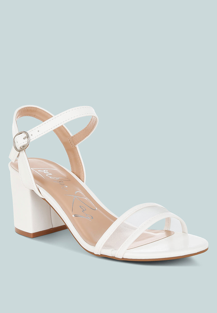 mesh pin buckle block heels by mode#color_white