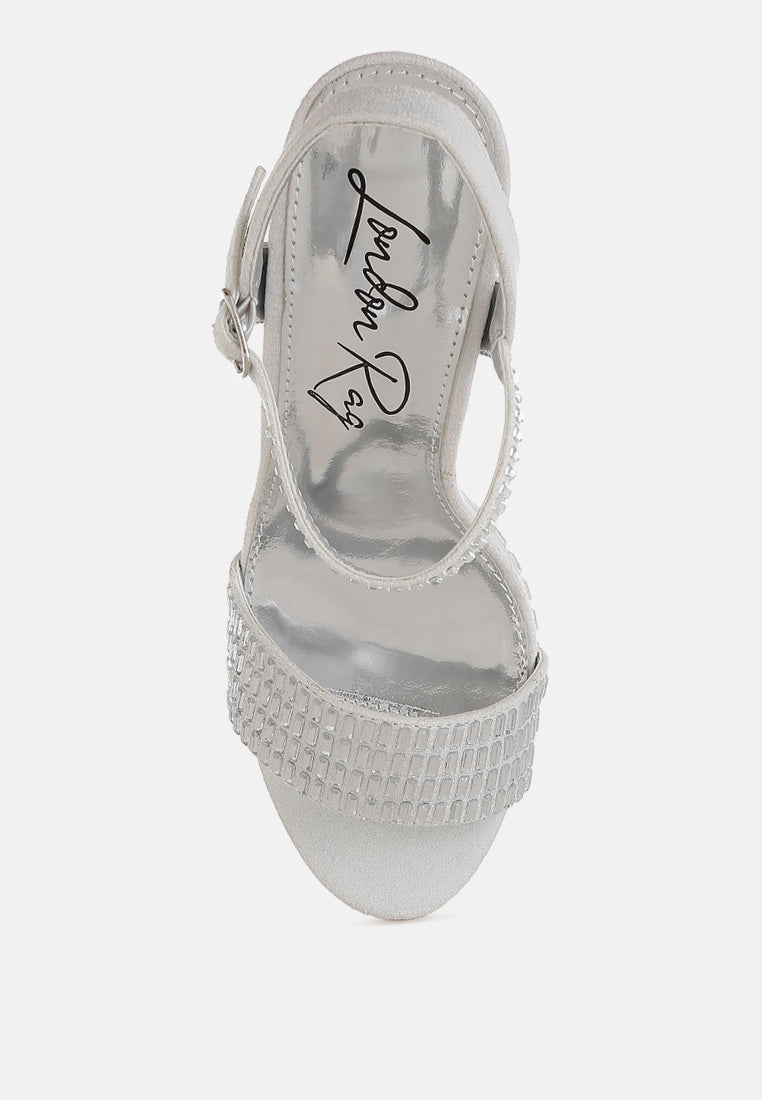 rhinestones embellished high block heels by ruw#color_silver